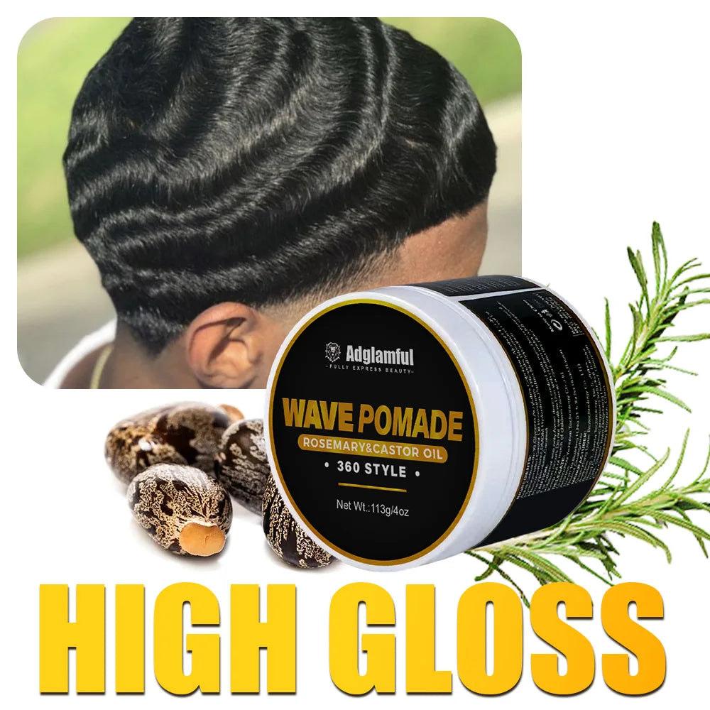 Men's 360 Wave Pomade 113g – Rosemary & Castor Oil | Adglamful Wave Styling Pomade SPOT Default Title