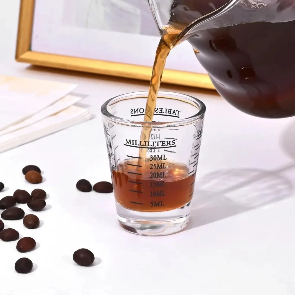 2-Pack 30ml Glass Espresso Shot Measuring Cups – Clear Scale Glass Measuring Cup SPOT