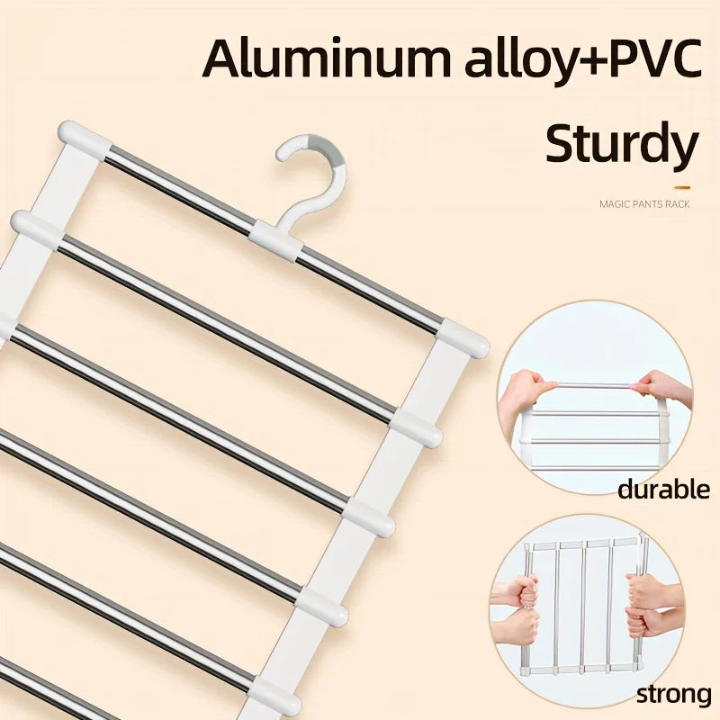 7-Tier Folding Pants Rack – Space-Saving Closet Hanger Organizer Pants Hanger Rack SPOT