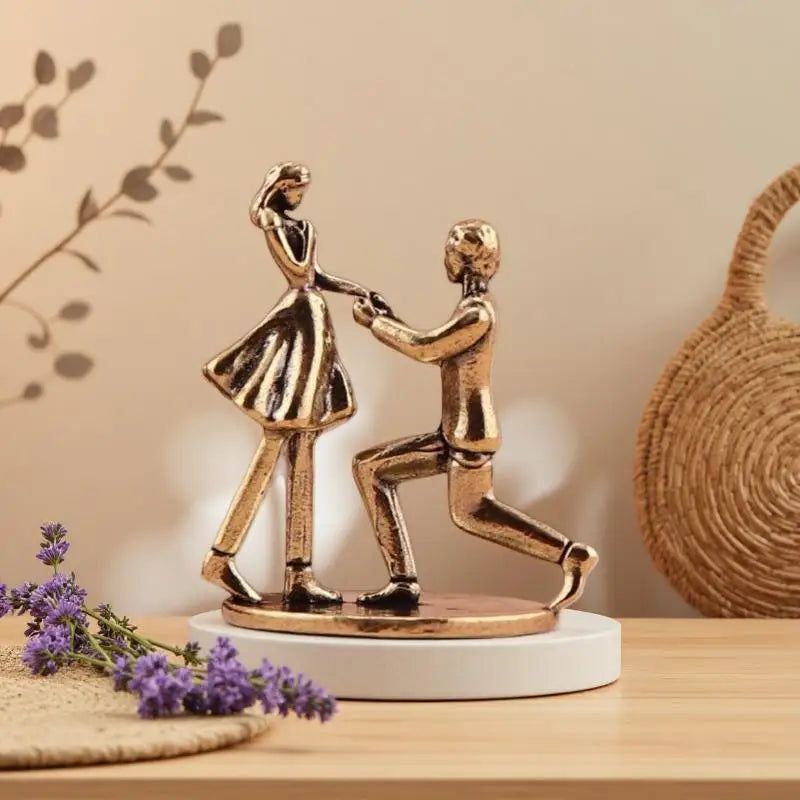 Vintage Zinc Alloy Proposal Couple Figurine | Wedding & Home Decor Decorative Figurine SPOT