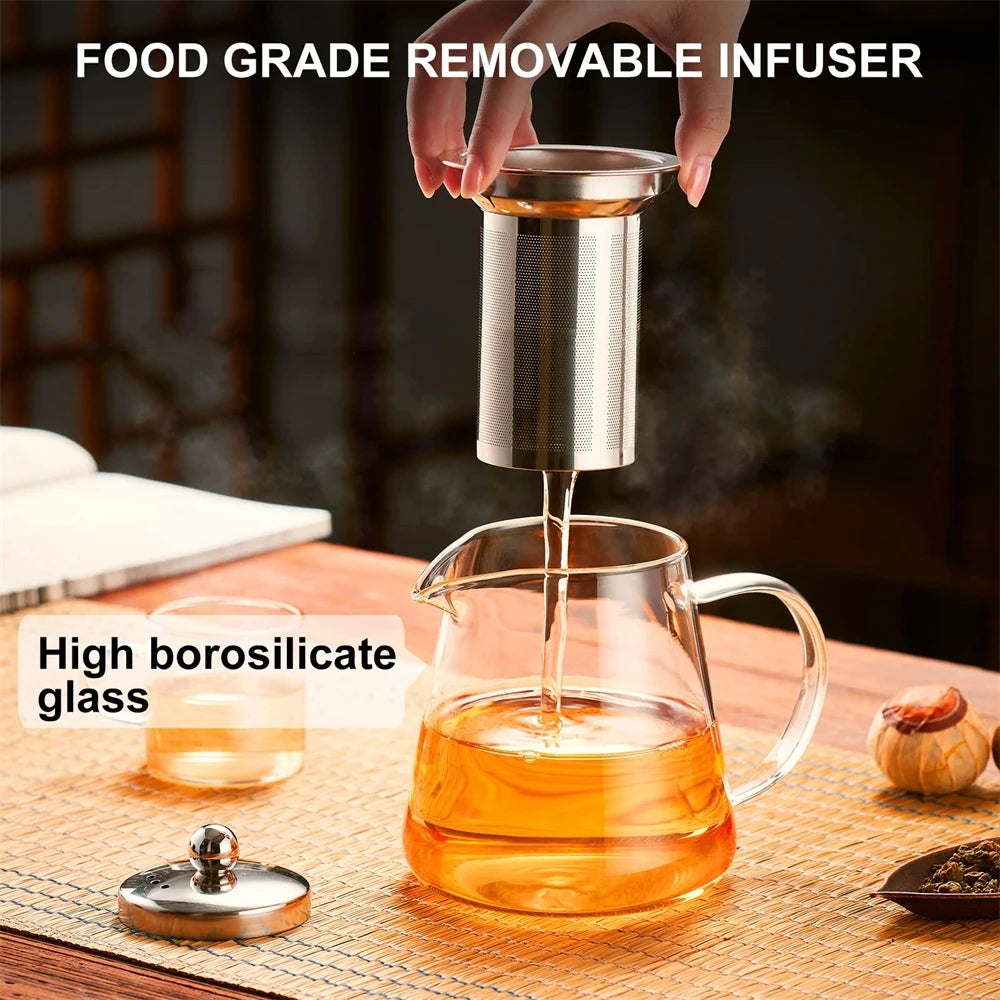Borosilicate Glass Teapot with Stainless Steel Infuser 1L Glass Teapot SPOT