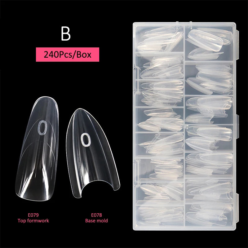 Sandwich Dual Nail Forms 240pcs 14 Sizes – Coffin & Almond Nail Extension Forms SPOT B