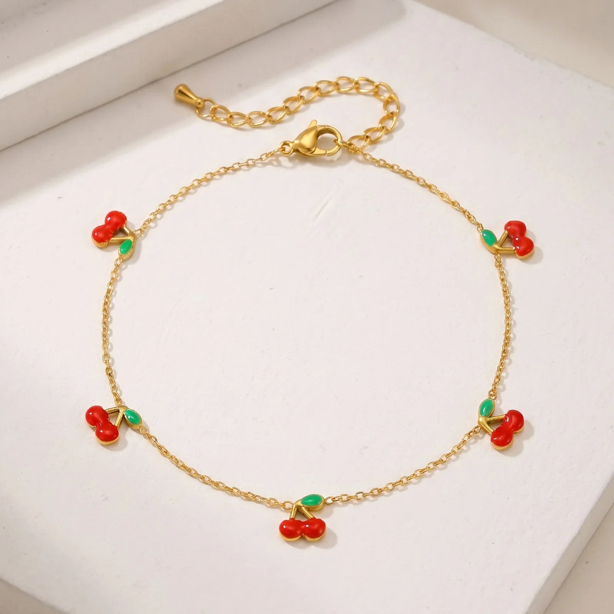 Cherry Charm Anklet – Waterproof Stainless Steel Foot Jewelry Charm Anklet SPOT