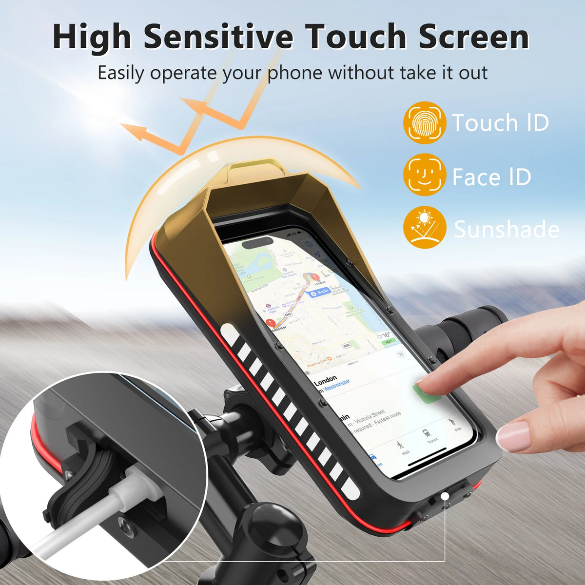 Waterproof Bike Handlebar Phone Mount Bag – Touch Screen Bike Phone Mount SPOT