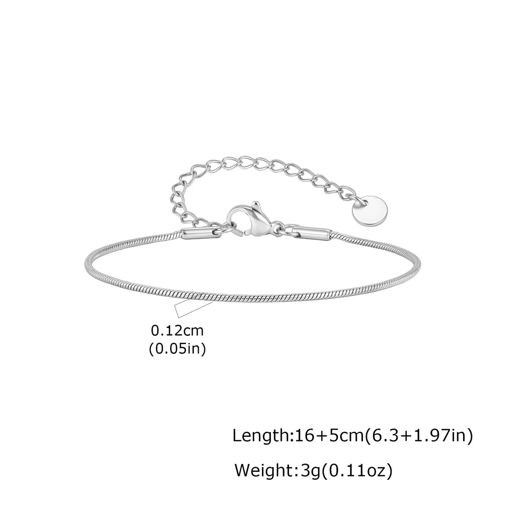 Stainless Steel Snake Chain Bracelet – Non-Tarnish, Waterproof Snake Chain Bracelet SPOT Width 1.2mm-Silver