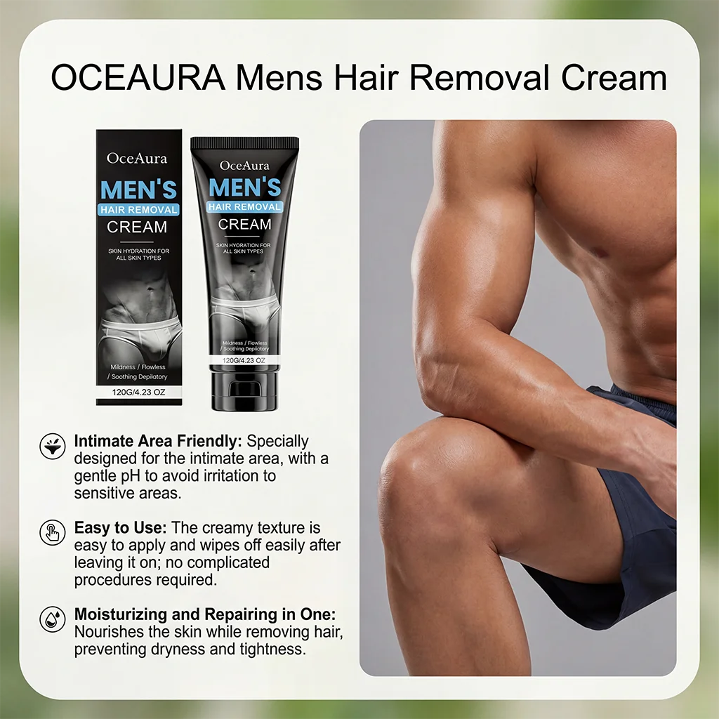 OceAura Men's Depilatory Cream – Gentle Body Hair Remover Depilatory Cream SPOT