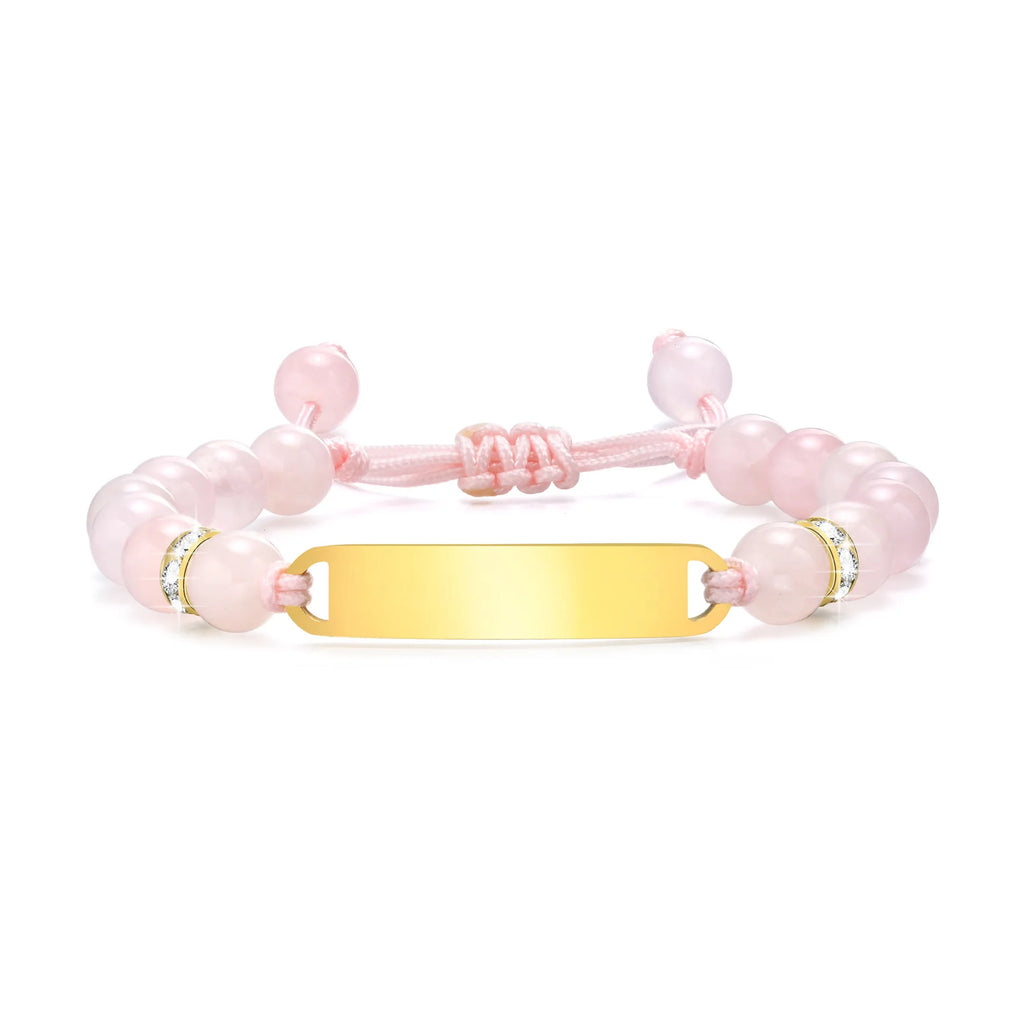 Personalized Kids ID Name Bracelet – Pearl Chain, Adjustable Kids ID Bracelet SPOT BR-1640G