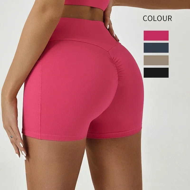 Women's High Waist Scrunch Biker Shorts with Pockets Biker Yoga Shorts SPOT