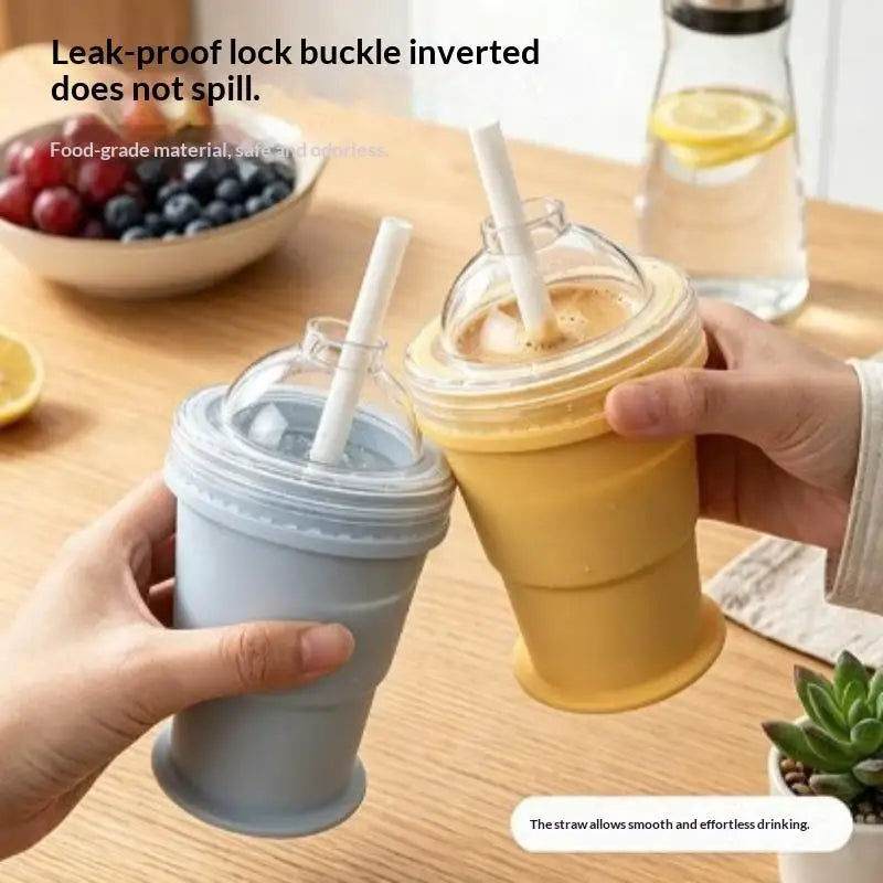 2-Pack Foldable Silicone Ice Ball Cup with Straw – Food Grade Silicone Ice Ball Cup SPOT Default Title
