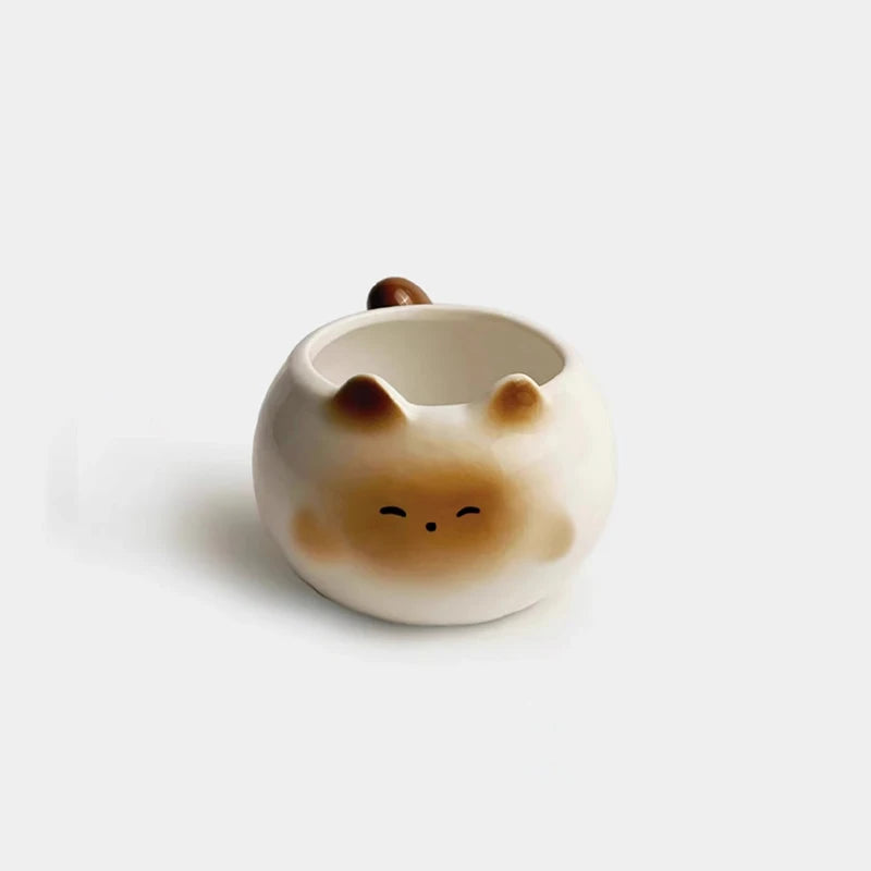 Siamese Cat Ceramic Coffee Mug – Cute Kitten Tea Cup Gift Ceramic Cat Mug SPOT Squinting Kitten 210ml