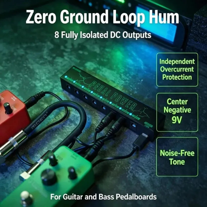 VIKEFON 8-Output Isolated Guitar Pedal Power Supply USB-C 9V Pedal Power Supply SPOT