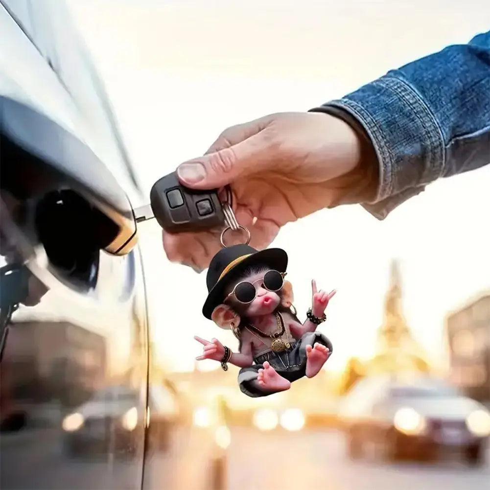 Acrylic Monkey Car Pendant – Rearview Mirror Hanging Ornament Car Hanging Ornament SPOT