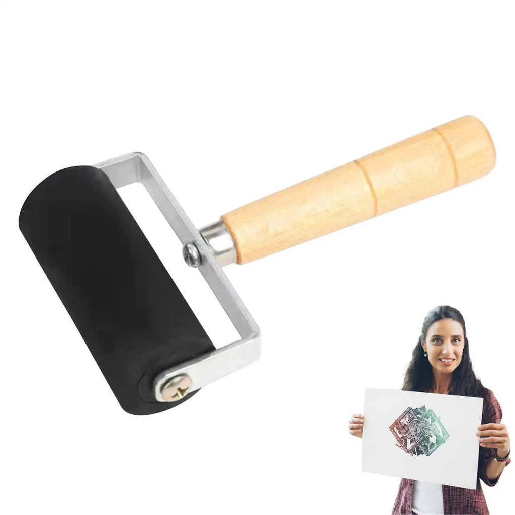 Rubber Roller Printmaking Brayer – Wooden Handle Ink Tool Printmaking Brayer Roller SPOT