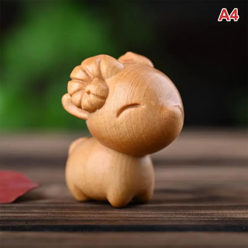 2027 Year of the Sheep Wooden Zodiac Statue | Desk & Car Decor Zodiac Wood Figurine SPOT A4