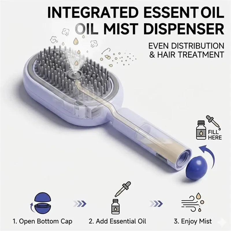 3-in-1 Electric Spray Massage Hair Brush – Anti-Static, Self-Clean Electric Hair Brush SPOT
