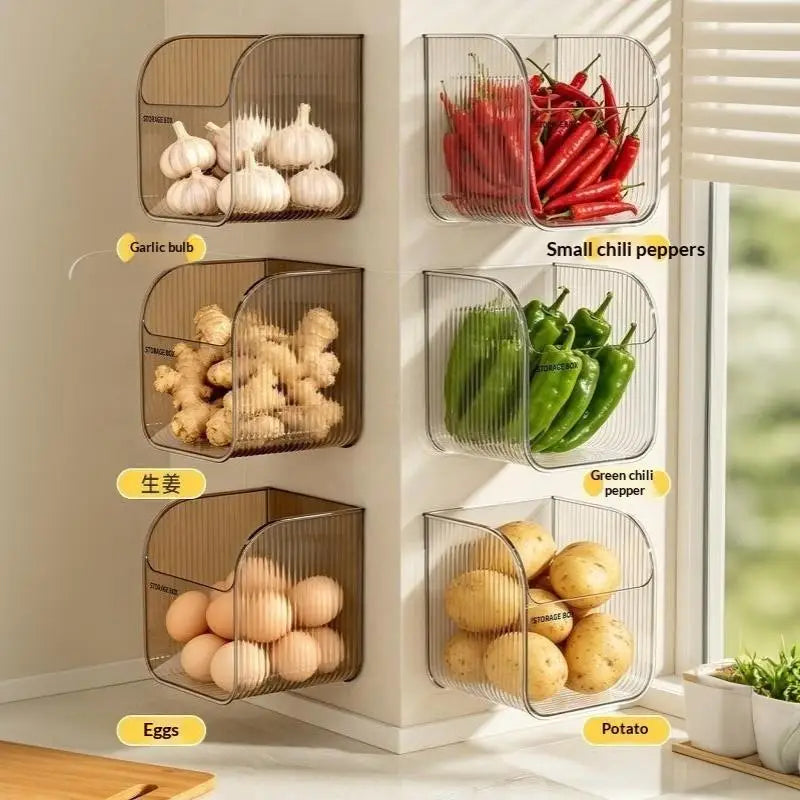 Wall-Mount Kitchen Basket – Garlic, Ginger & Onion Organizer Kitchen Storage Basket SPOT