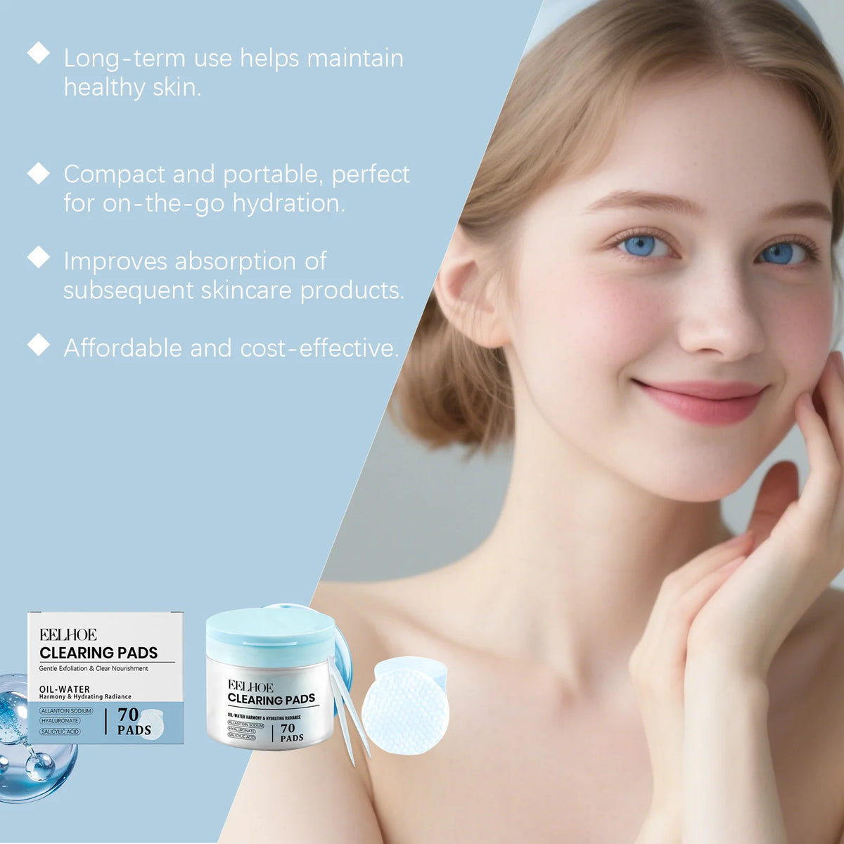 Eelhoe Salicylic Acid Toner Pads 70ct + Tweezers | BHA Exfoliant Exfoliating Toner Pads SPOT