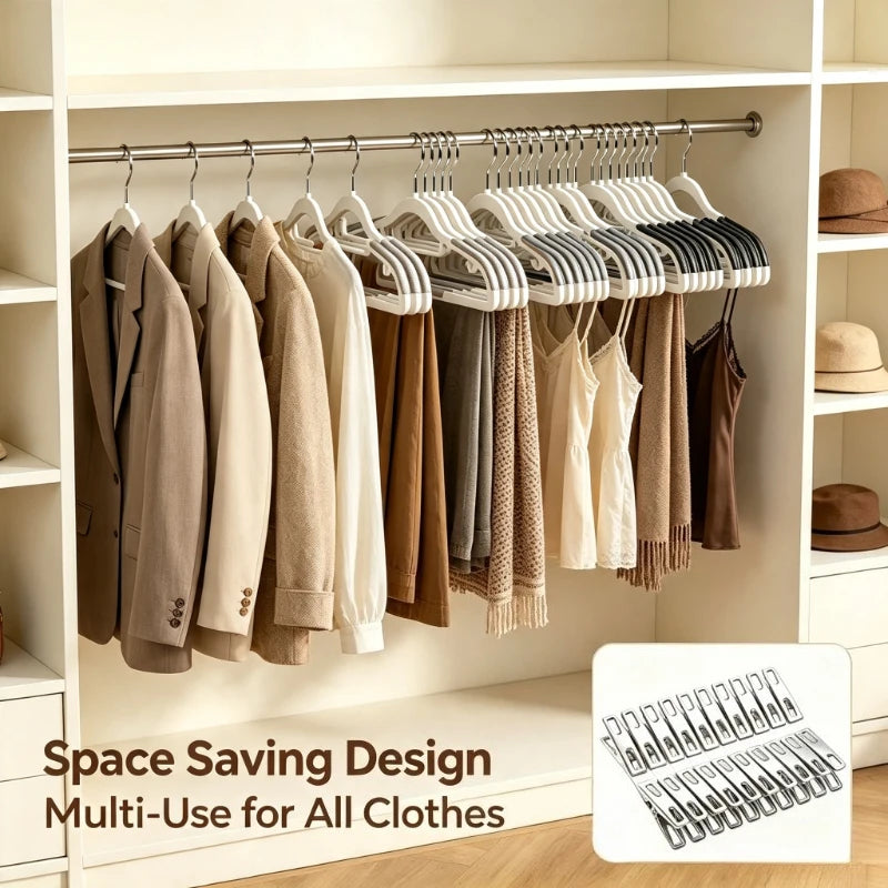 30-Pack Velvet Hanger Set – 10 Hangers & 20 Clips, Space-Saving Velvet Clothes Hangers SPOT