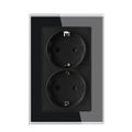 EU Double Wall Socket Crystal Glass 2-Outlet 220V | 123×86mm Wall Power Socket SPOT Black EU