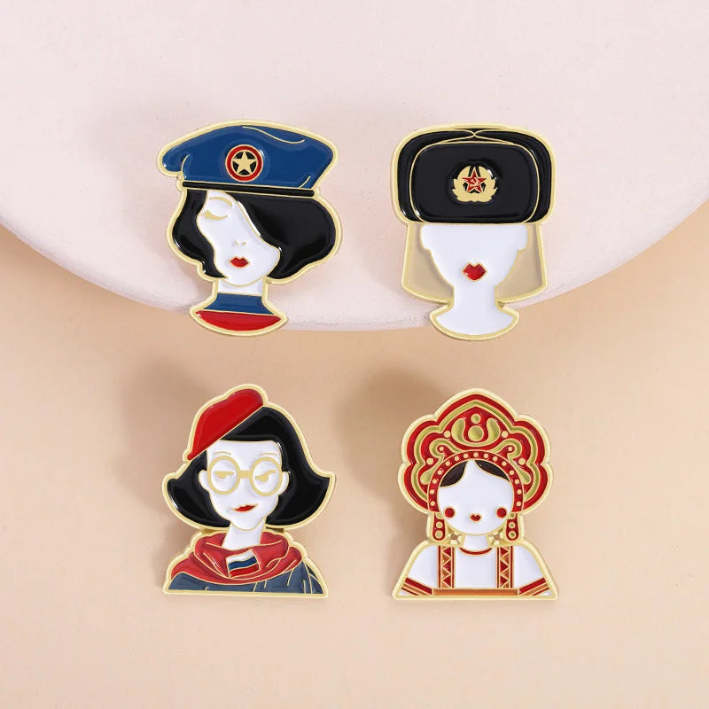 Cartoon Russian Girl Enamel Pin Brooch – Lapel Badge Gift Enamel Pin Brooch SPOT
