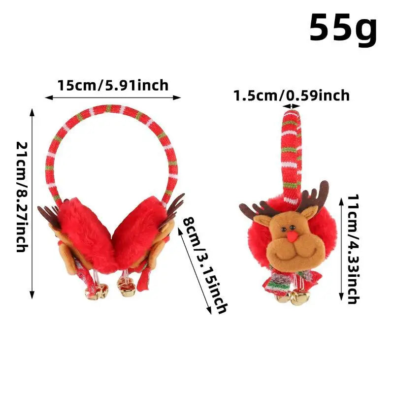 Christmas Plush Earmuffs – Festive Elastic Ear Warmers Holiday Earmuffs SPOT A3
