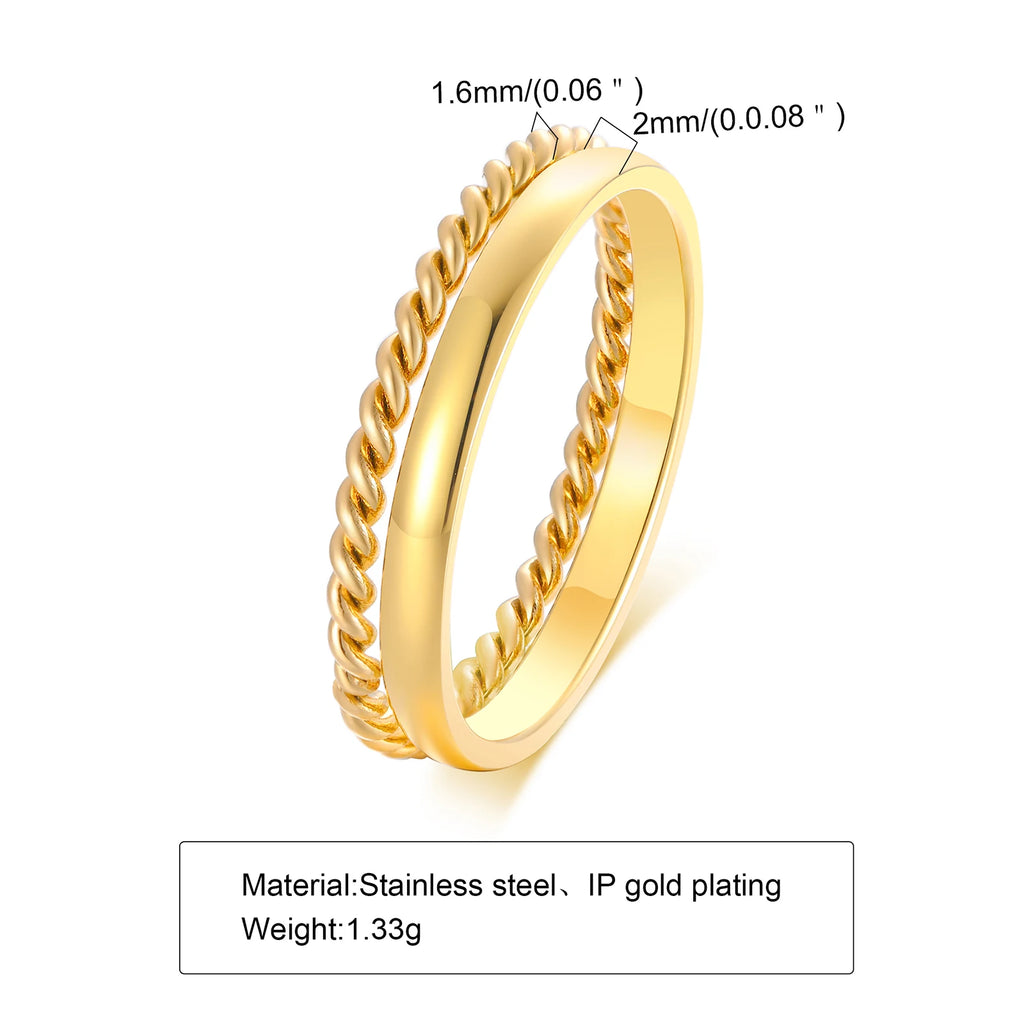 Set of 2 Gold Dome Stacking Rings – 18K Plated Stainless Steel Stacking Rings SPOT