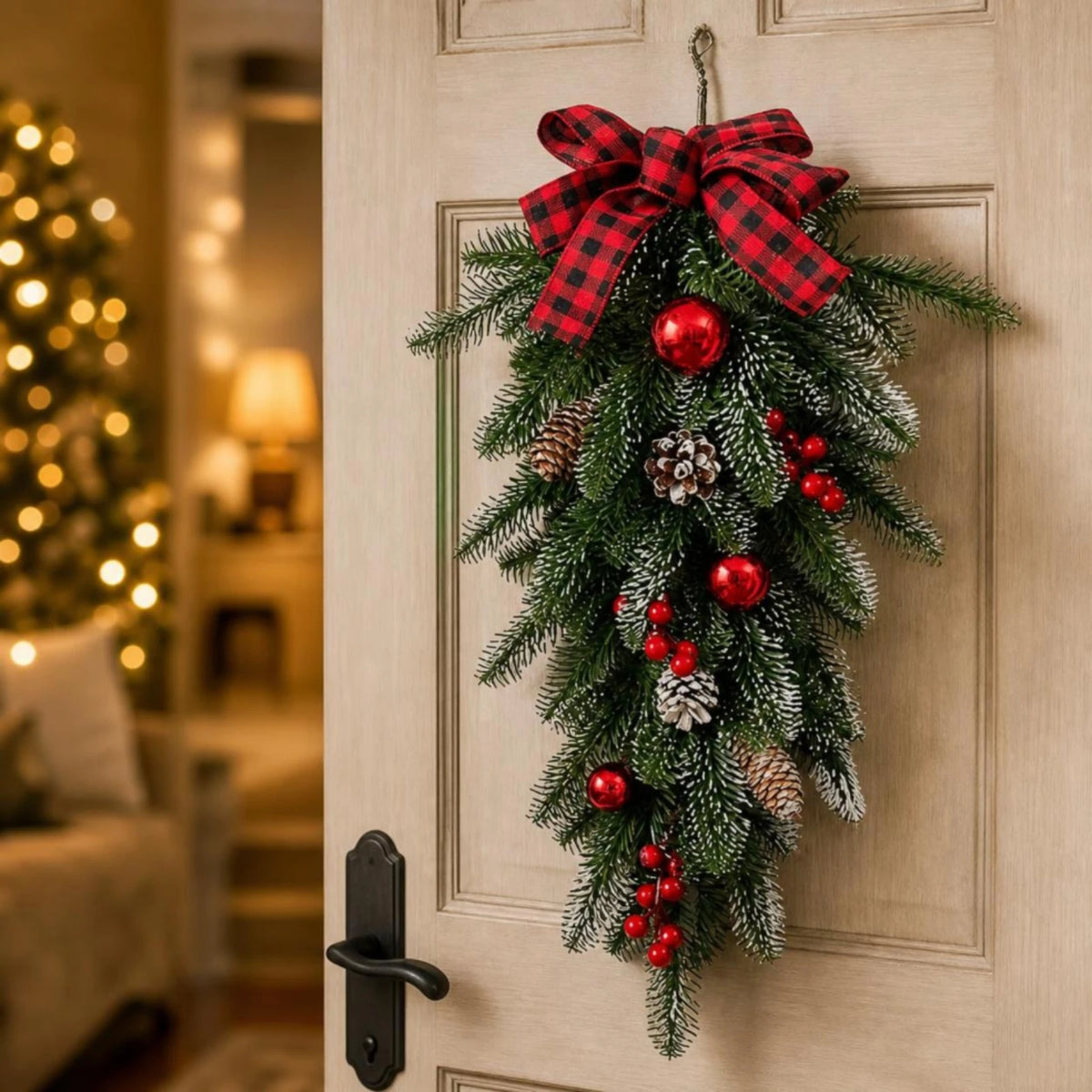 Teardrop Christmas Swag – Artificial Evergreen Hanging Decor Christmas Swag Decor SPOT