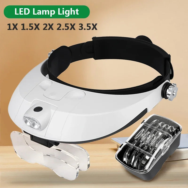 Head Magnifier with LED Light – 5-Lens Hands-Free Magnifying Glass Head Magnifier SPOT