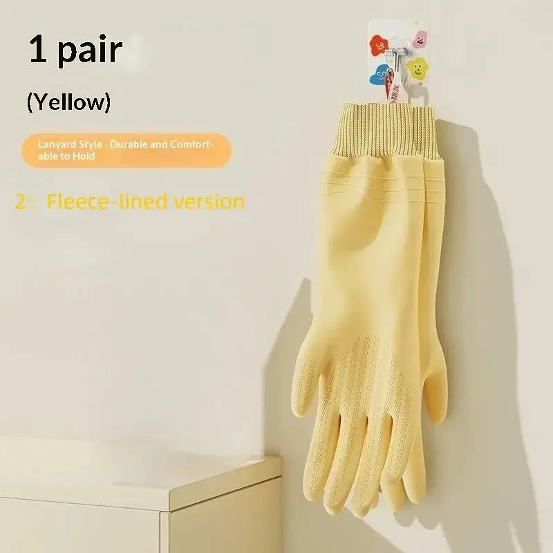 Waterproof Fleece-Lined Dishwashing Gloves – Warm & Durable Cleaning Gloves SPOT 2 Yellow