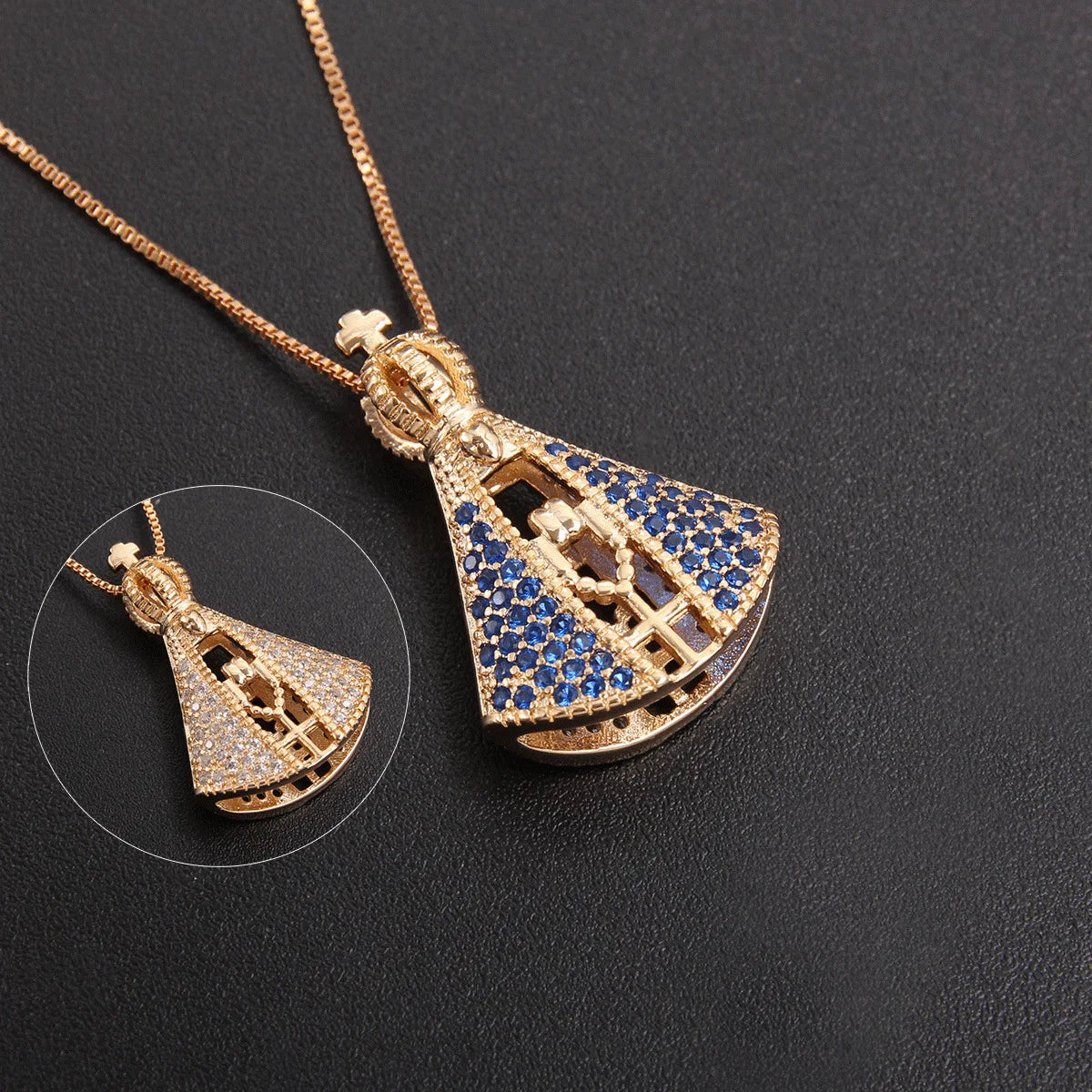Nossa Senhora Aparecida 18K Gold Catholic Pendant Necklace Catholic Pendant Necklace SPOT