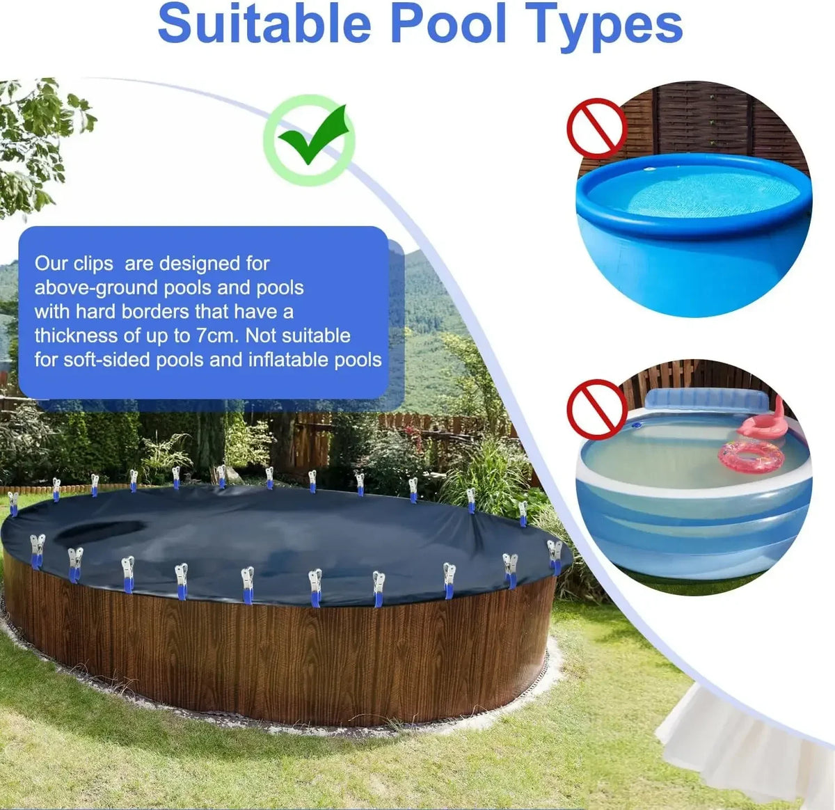 Stainless Steel Pool Cover Clips with Blue Handle – 5/10 Pack Pool Cover Clips SPOT