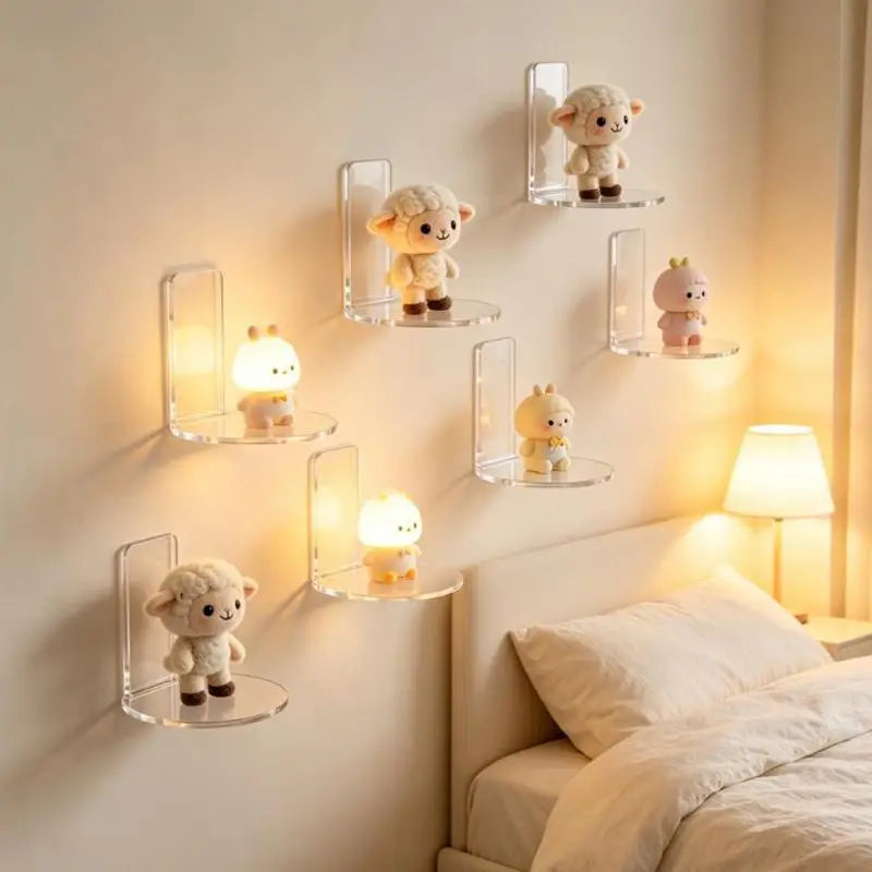 No-Drill Acrylic Floating Wall Shelves 4 & 8 Pack | Display Floating Wall Shelves SPOT