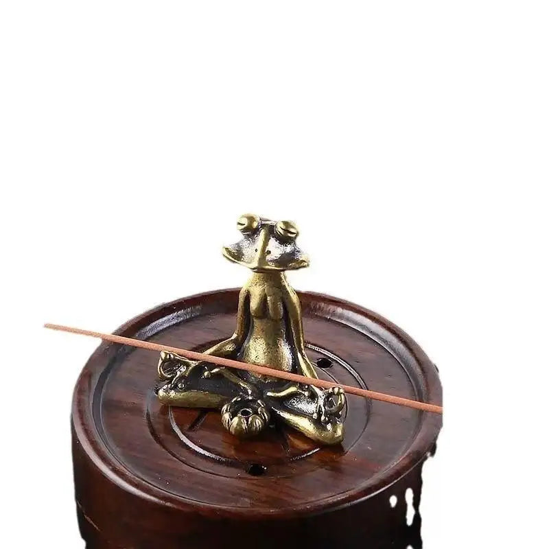 Zen Meditation Frog Statue – Antique Alloy Tea Table Decor Decorative Figurine SPOT A3