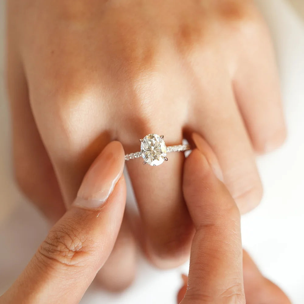 Meaeguet Oval CZ Solitaire Ring – 18K Gold Plated Women's Ring CZ Solitaire Ring SPOT