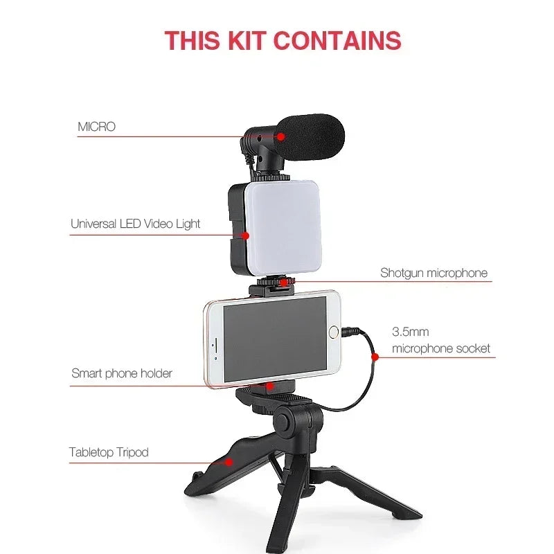 Smartphone Vlogging Kit – Tripod, Mic & LED Fill Light Vlogging Starter Kit SPOT