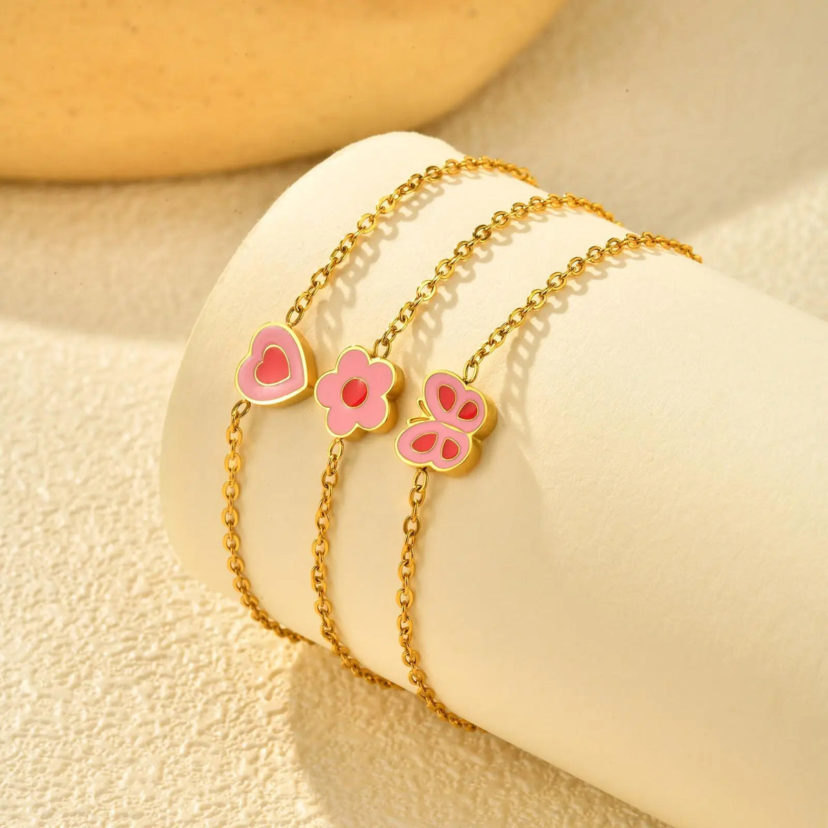 Kids Charm Anklet – Heart Flower Butterfly | Stainless Steel Kids Charm Anklet SPOT