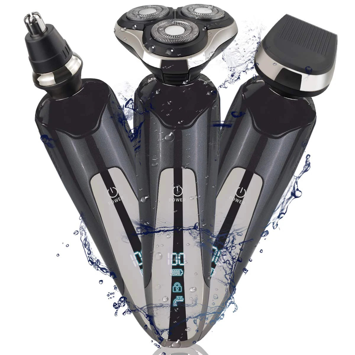 3-in-1 Electric Shaver for Men – Waterproof USB Rechargeable Electric Shaver SPOT Black USB Type-C