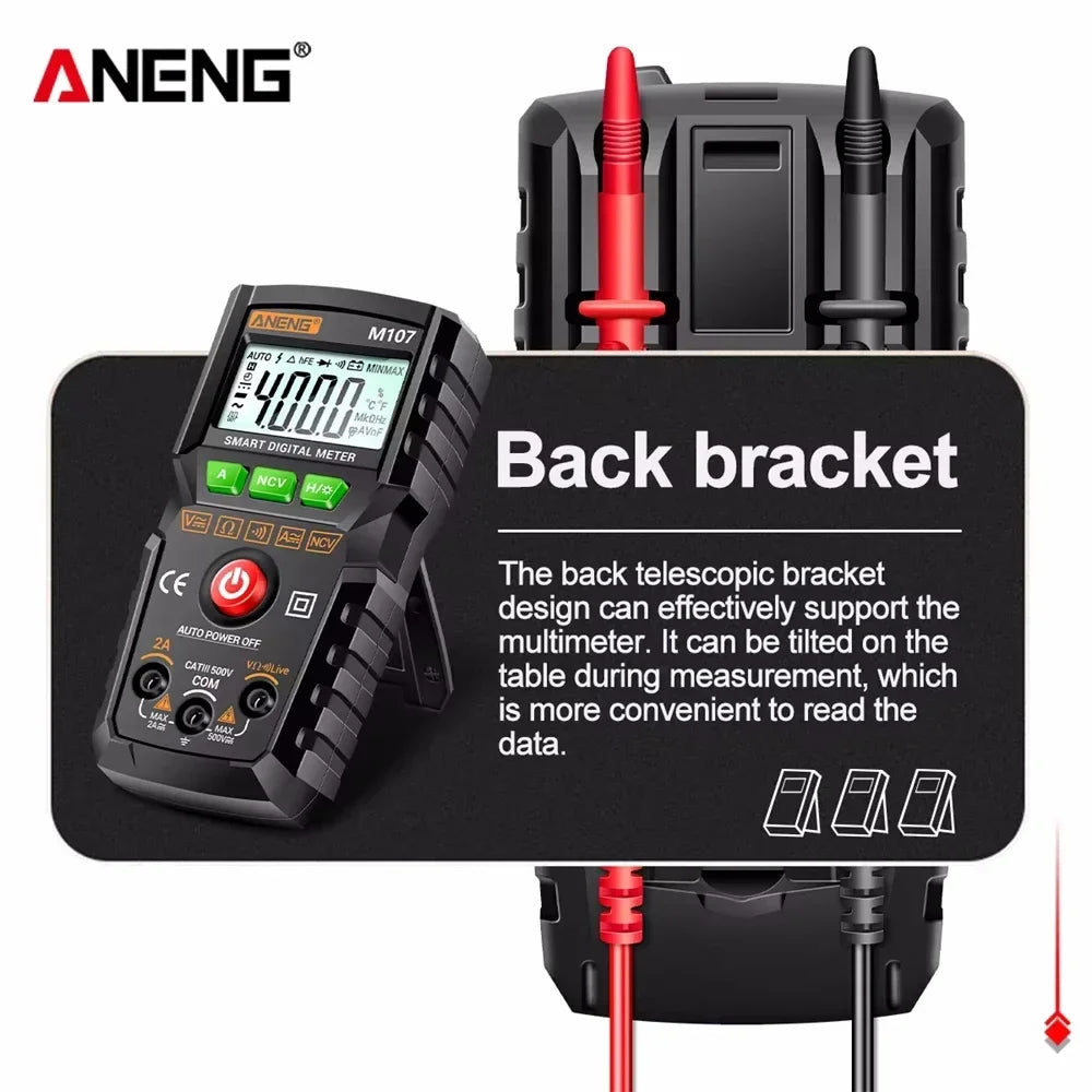 ANENG M107 Mini Digital Multimeter 4000 Count Auto-Range AC/DC Digital Multimeter SPOT