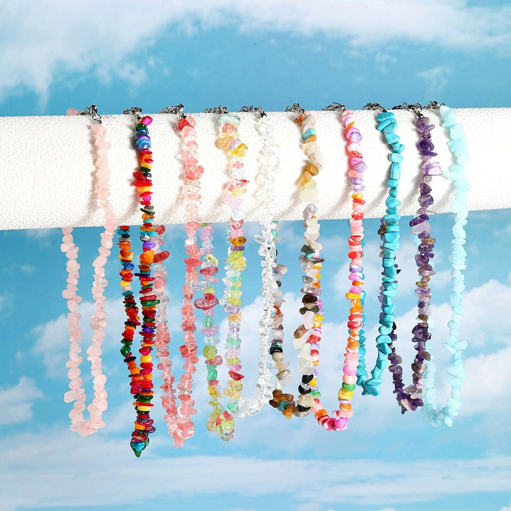 Turquoise Crystal Beaded Choker Necklace – Bohemian Women's Beaded Choker Necklace SPOT