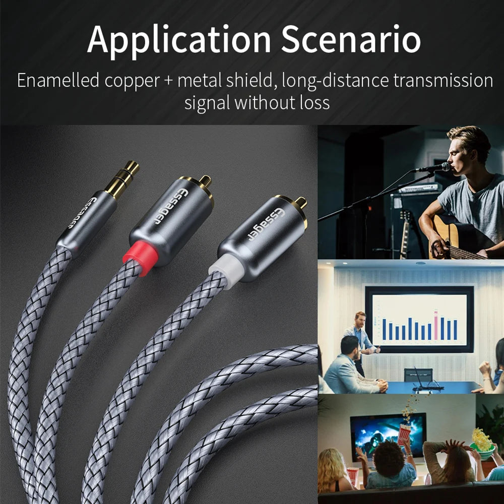 Essager 3.5mm to 2 RCA Aux Audio Splitter Cable | 0.5m–5m Audio Splitter Cable SPOT