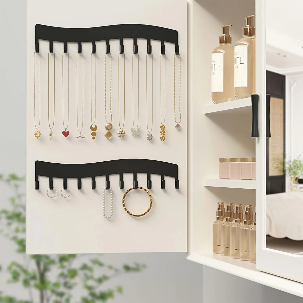 Art Deco Metal Wall Jewelry Organizer – Necklace & Ring Holder Jewelry Wall Organizer SPOT
