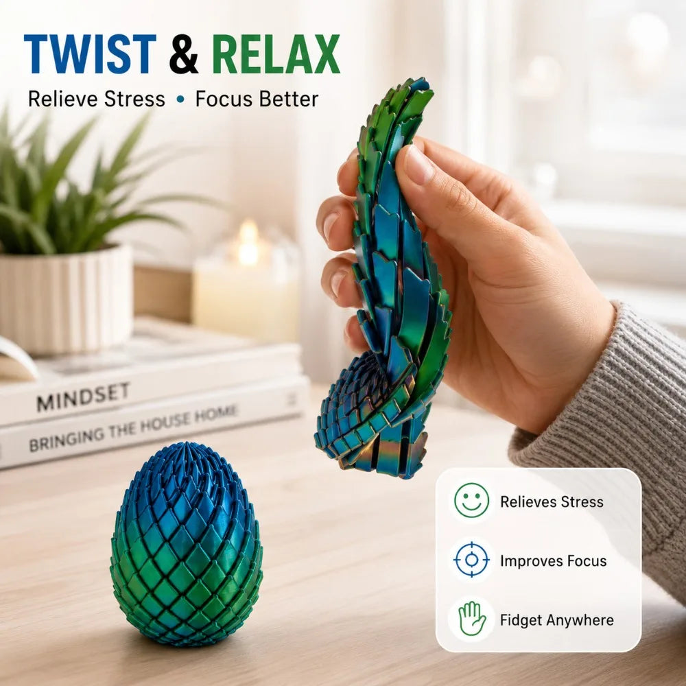 3D Printed Dragon Egg Fidget Toy – Twisted Spiral Sensory Desk Toy Fidget Sensory Toy SPOT