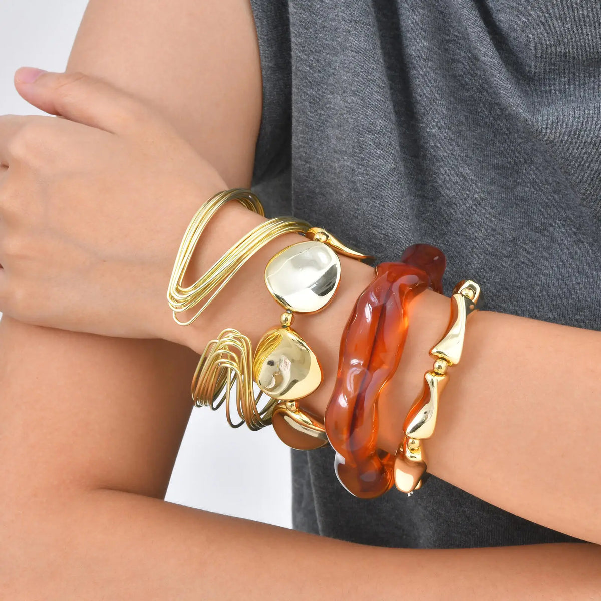 3-Piece Gold Stackable Bangles Set for Women – Adjustable Cuff Stackable Bangles Set SPOT