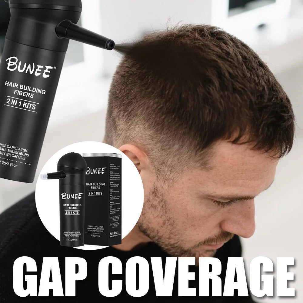 BUNEE Hair Fiber Powder 27.5g – Spray Nozzle, 24H Thickening Hair Fiber Powder SPOT Dark Brown