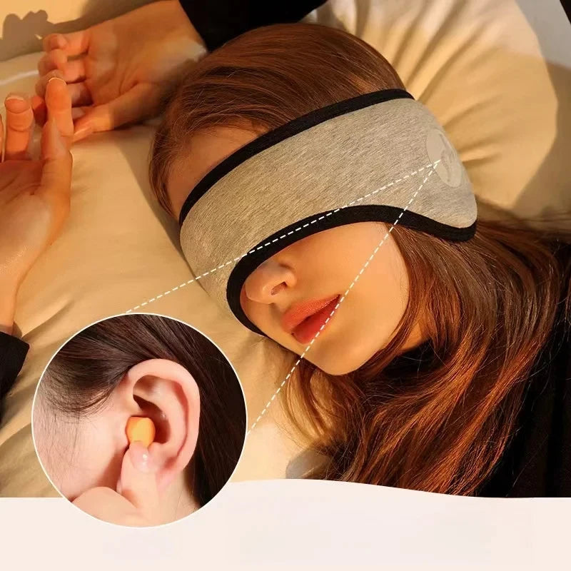 Blackout Sleep Eye Mask with Earplugs – Light & Sound Block Sleep Mask Set SPOT