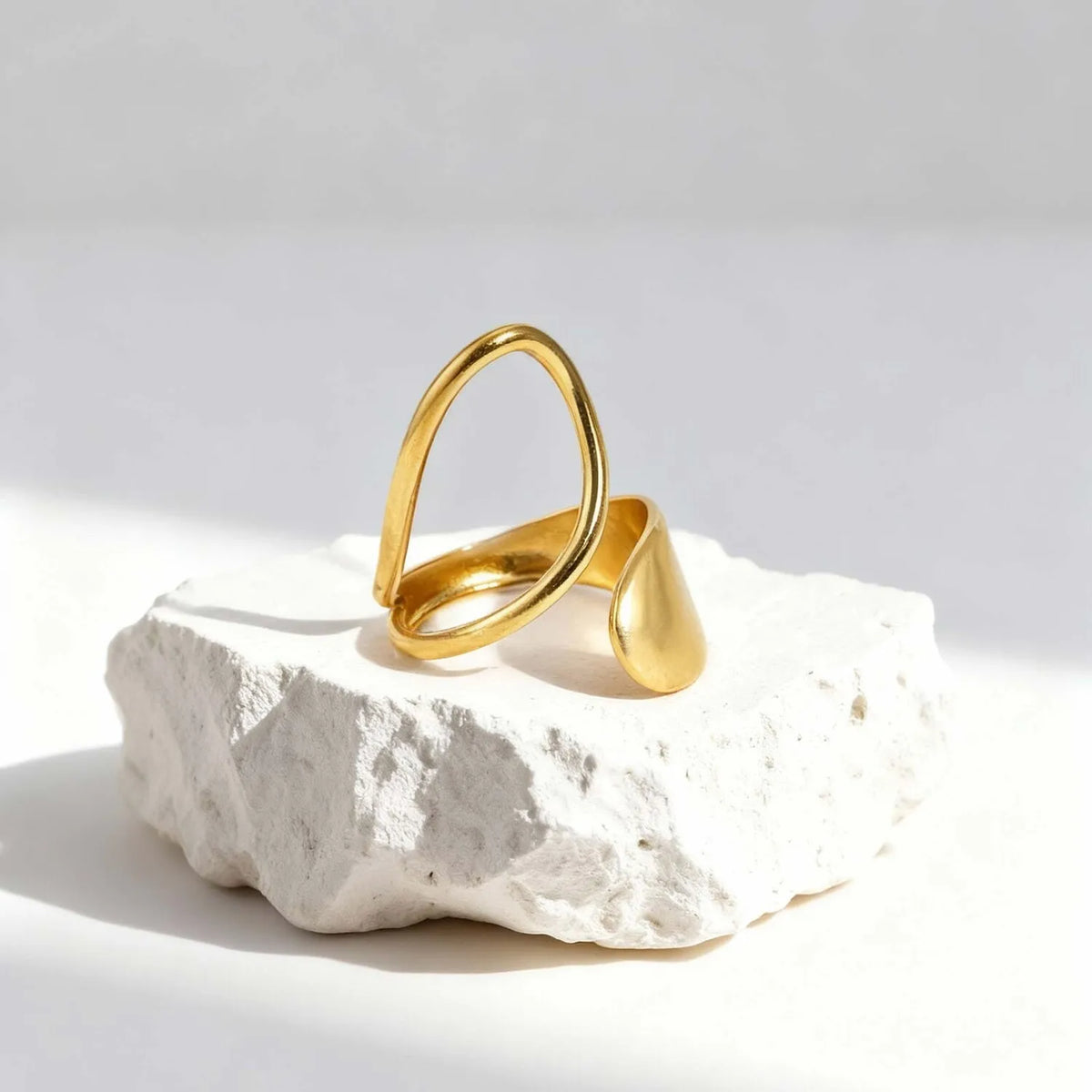 Asymmetrical Geometric Open Ring – 18K Gold Stainless Steel Fashion Ring SPOT