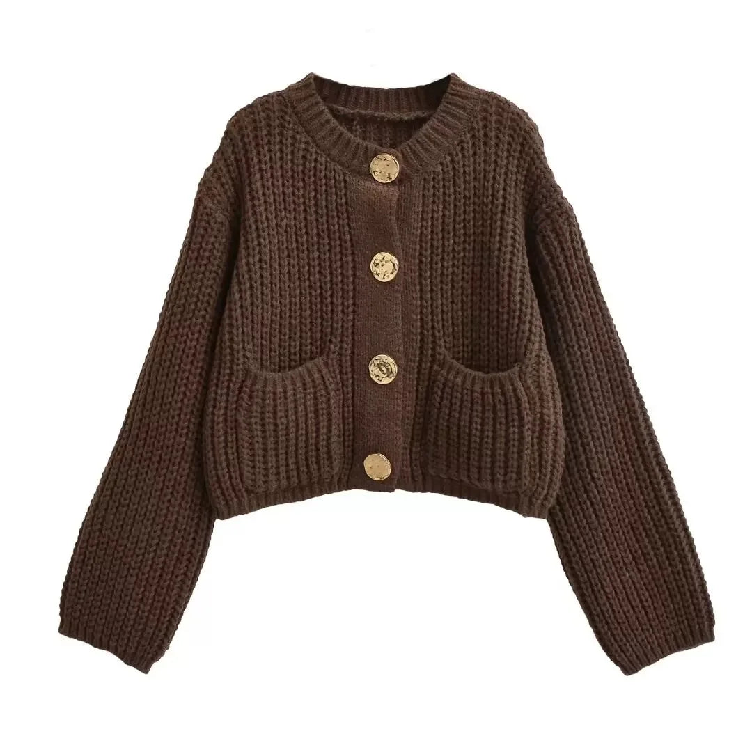Women's Loose Knit Cardigan – Long Sleeve Button Sweater Coat Knit Cardigan Sweater SPOT