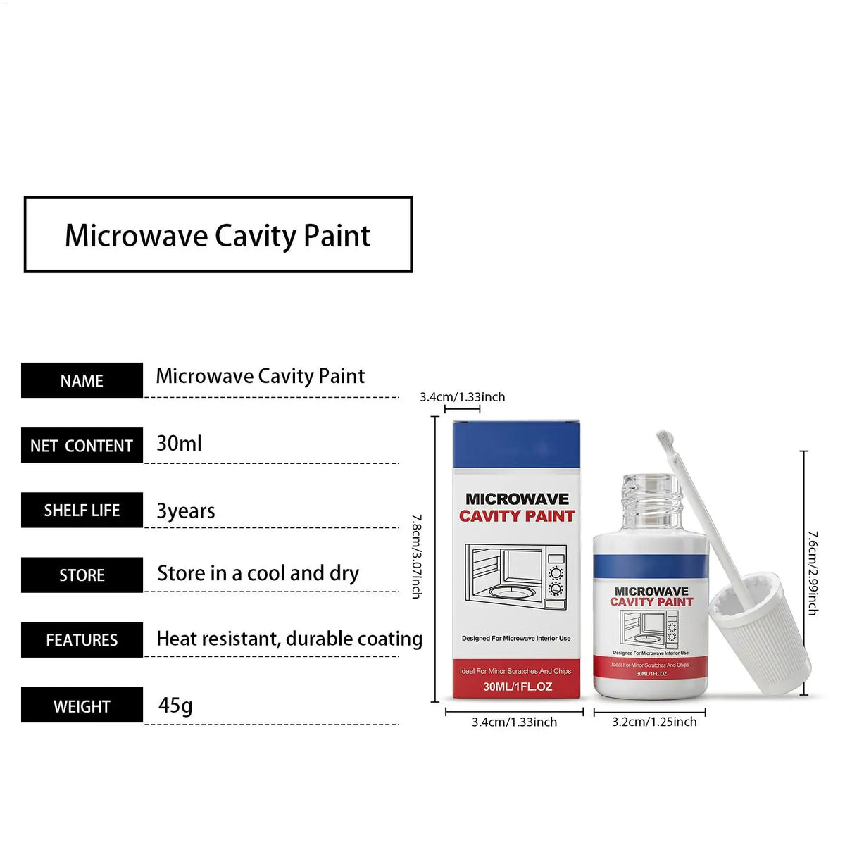 30ml Microwave Interior Cavity Paint – High Gloss Touch-Up Coat Appliance Touch-Up Paint SPOT