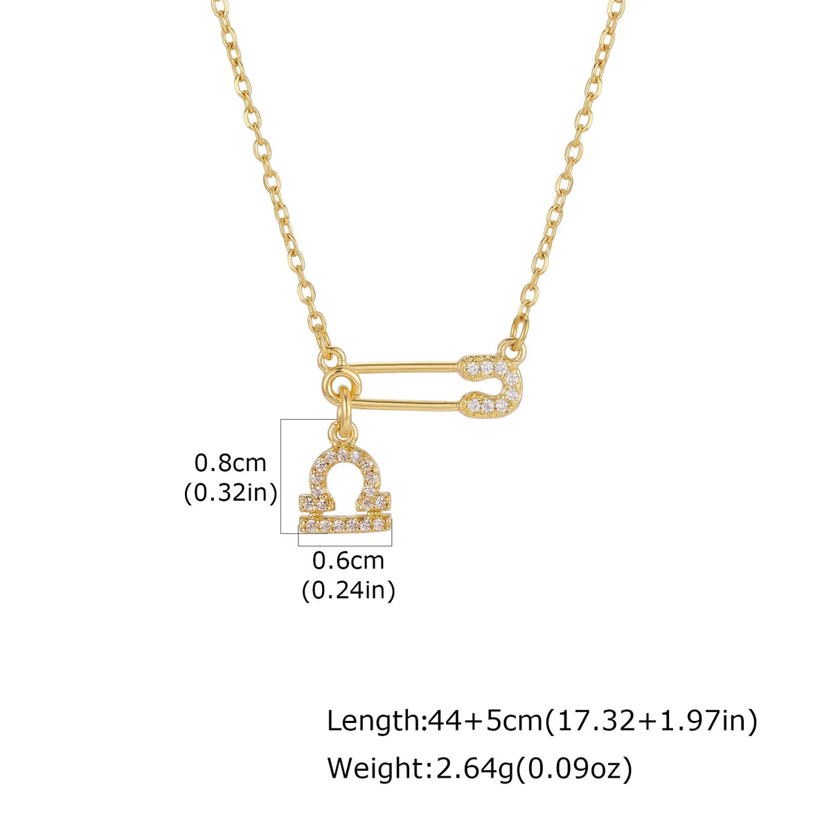 Zodiac CZ Pendant Necklace – Gold Plated Stainless Steel Pendant Necklace SPOT Libra-7