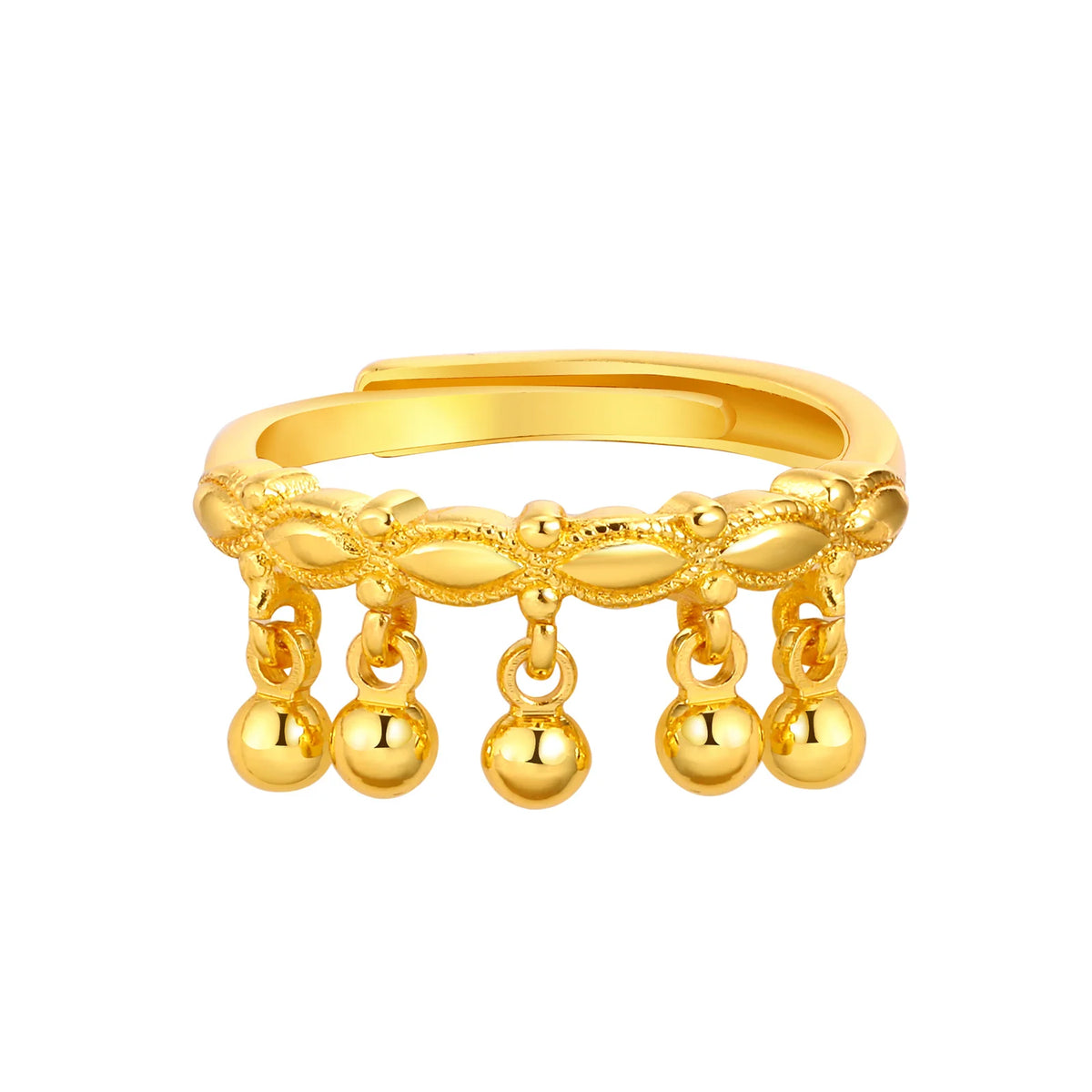 Meaeguet Adjustable Bell Charm Ring – 18K Gold-Plated Women's Fashion Statement Ring SPOT